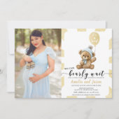 Invitation Ballons d'ours d'or garçon baby shower photo invit (Devant)