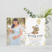 Invitation Ballons d'ours d'or garçon baby shower photo invit (Debout devant)