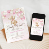 Invitation Ballons d'ours en peluche Baby shower fille d'atte