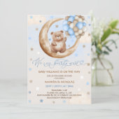 Invitation Ballons d'ours en peluche et Baby shower de garçon (Debout devant)