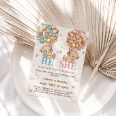 Invitation Ballons d'ours en peluche Lui ou elle Révélation d