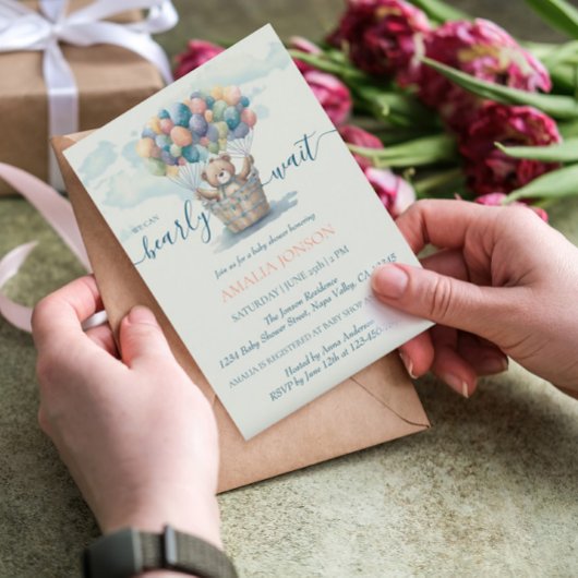 Invitation Ballons d'ours en peluche mignon Baby shower d'aqu