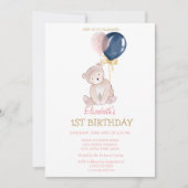 Invitation Ballons d'ours en peluche rayé Anniversaire (Devant)