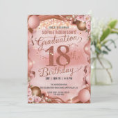 Invitation Ballons doux Fleurs Graduation 18e anniversaire (Debout devant)