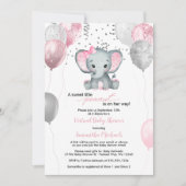 Invitation Ballons Eléphant Cute Baby shower virtuel (Devant)