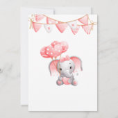 Invitation Ballons éléphant rose pour l'anniversaire de bébé (Dos)