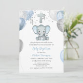 Invitation Ballons éléphants Aquarelle Baptême (Debout devant)