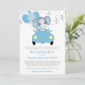 Invitation Ballons Eléphants De Garçon Mignonne Conduit Par B (Debout devant)