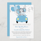 Invitation Ballons Eléphants De Garçon Mignonne Conduit Par B (Devant / Derrière)
