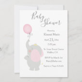 Invitation Ballons éléphants grisScript minimaliste mou (Devant)