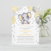 Invitation Ballons Eléphants Jaunes mignons Baby shower virtu (Debout devant)