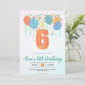 Invitation Ballons en fleurs : Célébrer une fête du 6e annive (Debout devant)