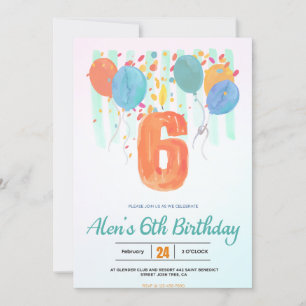 Invitation Ballons en fleurs : Célébrer une fête du 6e annive