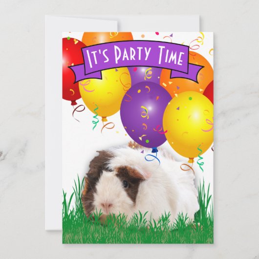 Invitation Ballons en forme de cochons d'Inde pour l'annivers (Devant)