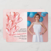 Invitation Ballons en forme de cœur Quinceañera (Devant / Derrière)