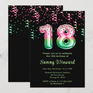 Invitation Ballons en forme de pastèque pour 18 ans avec conf