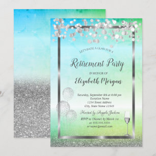 Invitation Ballons en forme de verre à vin Paillettes Vert Re