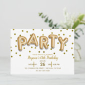 Invitation Ballons en or et confettis d'anniversaire TOUTE CO (Debout devant)