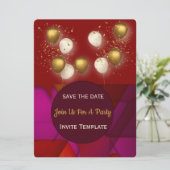 Invitation Ballons en Or Vitrail Fête (Debout devant)