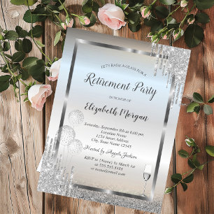 Invitation Ballons en Verre Gouttes de Paillettes Argentées R