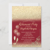 Invitation Ballons en verre Parties scintillant or Retraite r (Devant)