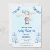 Invitation Ballons et Baby shower de nuages bleu Teddy (Devant)