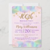 Invitation Ballons et étoiles rose 100e fête d'anniversaire (Devant)