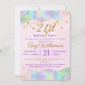 Invitation Ballons Et Étoiles Rose 21ème Anniversaire Fête (Devant)