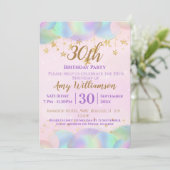 Invitation Ballons et étoiles rose 30e anniversaire fête (Debout devant)