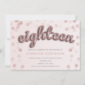 Invitation Ballons et Parties scintillant en or rose 18e anni (Devant)