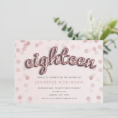 Invitation Ballons et Parties scintillant en or rose 18e anni (Debout devant)