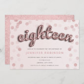 Invitation Ballons et Parties scintillant en or rose 18e anni (Devant / Derrière)