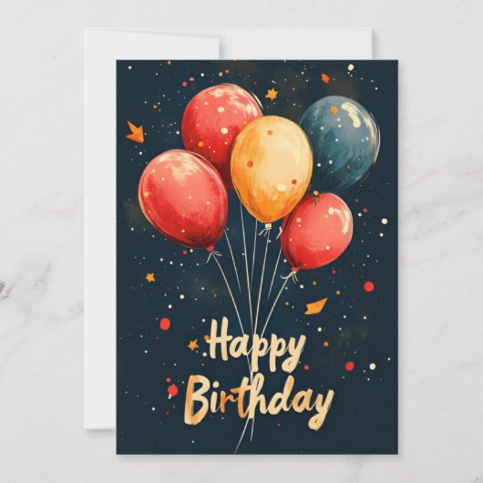Invitation Ballons et points sur la fête d'anniversaire noire (Devant)