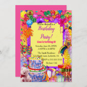 Invitation Ballons Festifs colorés Joyeux anniversaire (Devant / Derrière)