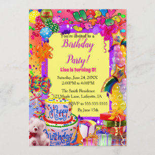 Invitation Ballons Festifs colorés Joyeux anniversaire