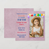 Invitation Ballons Festifs Photo rose fête d'anniversaire (Devant / Derrière)