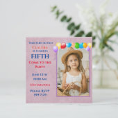 Invitation Ballons Festifs Photo rose fête d'anniversaire (Debout devant)