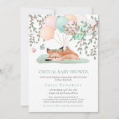 Invitation Ballons Fox couchant mou Baby shower virtuel Turqu (Devant)