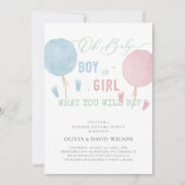 Invitation Ballons garçons ou filles Fête de révélation de ge (Devant)