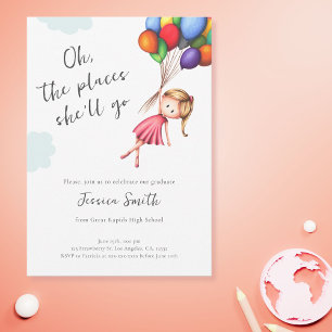 Invitation Ballons Girl High School Graduation Party
