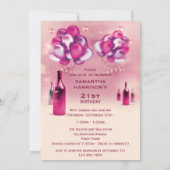 Invitation Ballons glamour et vin rose photo d'anniversaire (Dos)