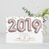 Invitation Ballons Gold Confetti Rose 2019 (Debout devant)