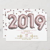 Invitation Ballons Gold Confetti Rose 2019 (Devant / Derrière)