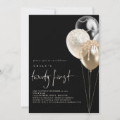 Invitation Ballons Gold Ivory QR Code 21ème Partie Noir (Devant)