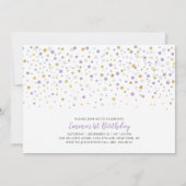 Invitation Ballons Gold & Purple | Fille 1er fête d'anniversa (Dos)