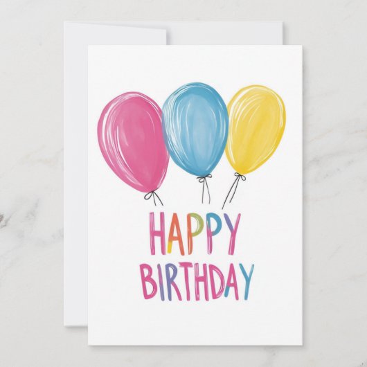 Invitation Ballons illustrés Joyeux anniversaire (Devant)