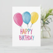 Invitation Ballons illustrés Joyeux anniversaire (Debout devant)