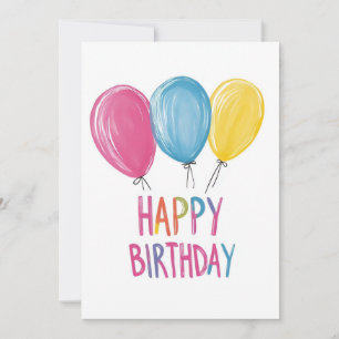 Invitation Ballons illustrés Joyeux anniversaire