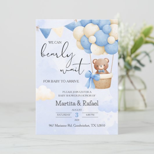 Invitation Ballons Invitacion Ours Teddy Dans (Debout devant)