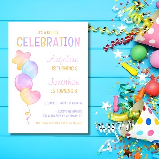 Invitation Ballons Lumineux Et Colorés Anniversaire